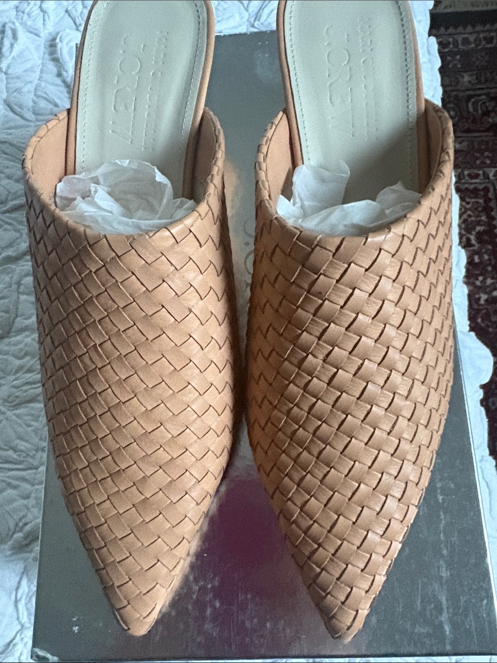 JCrew x Mari Giudicelli Woven Leather  Mule Size 7.5 Collection Adobe Clay